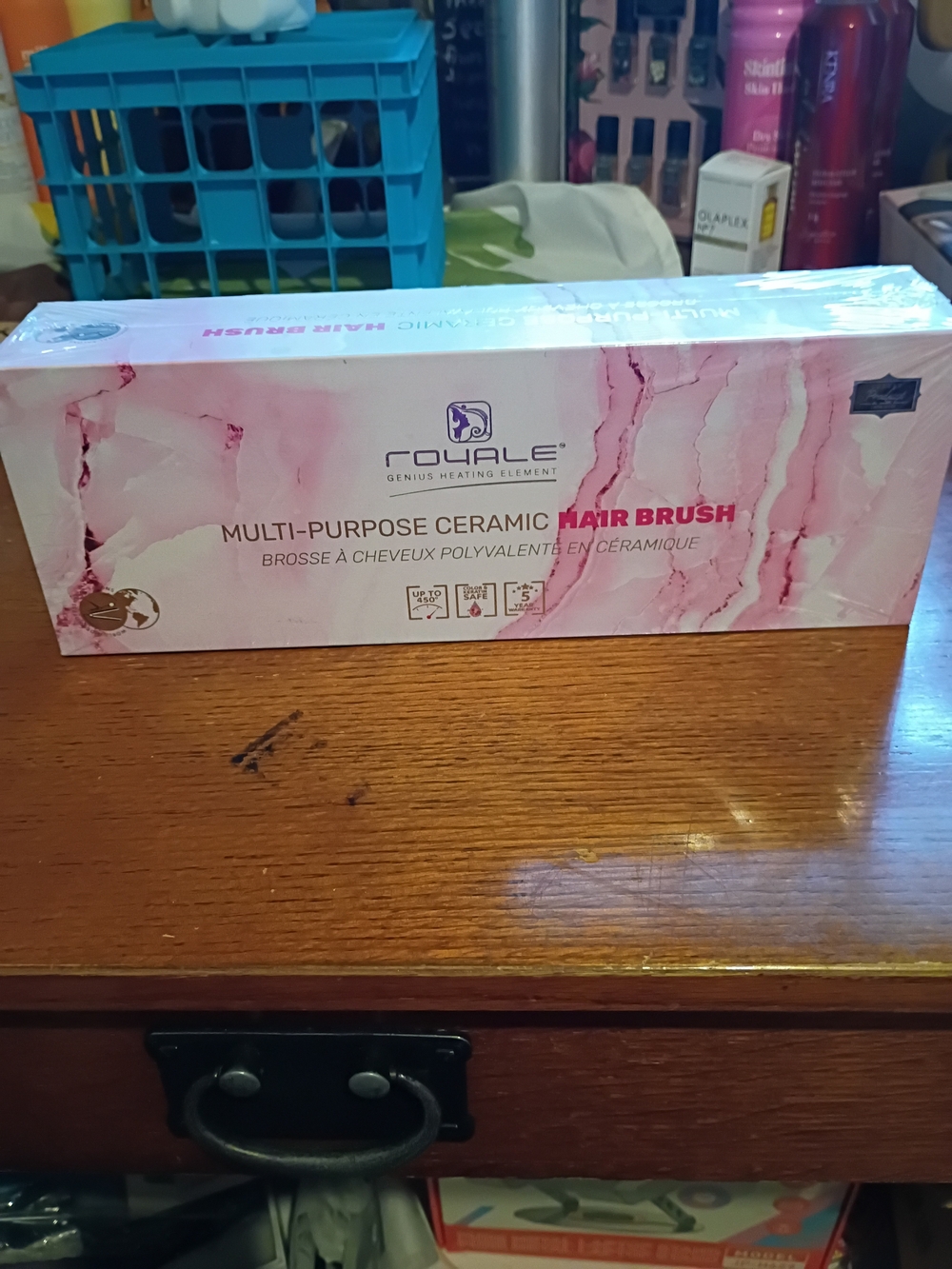 Royale Multi-Purpose Ceramic Hair Brush - Pink Marble Box
